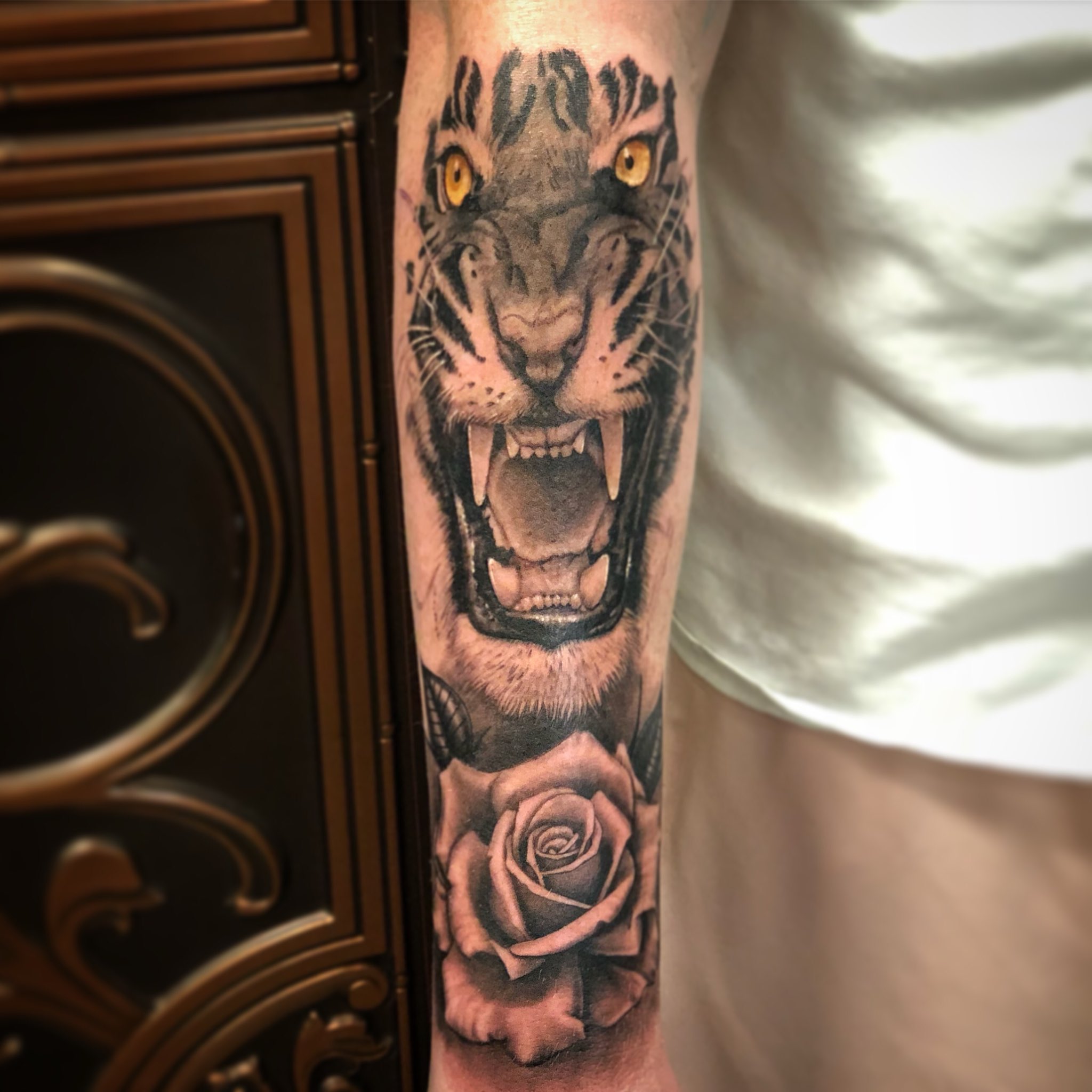 tiger with key and rose tattoo design references  TattooDesignStock