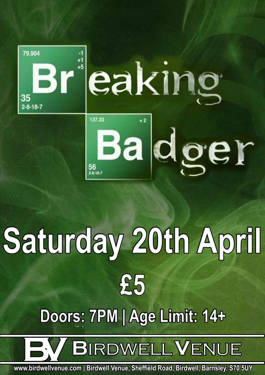 !!!JUST ANNOUNCED!!!

Breaking Badger are with on Saturday 20th April.

Tickets £5 and are available from the venue direct or via SeeTickets: seetickets.com/event/breaking…