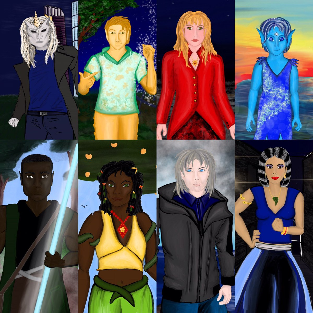 SoundIntriguing's tweet image. Meet the Legends: from left to right: Hatar, Vladimir, Tyal, Tilliny, Kalahan, Cilvaina, Salvador, and Denemirah. Gender and cultural diversity starts with the stories we tell. #WeekendWisdom #HappyWeekend #wisdom