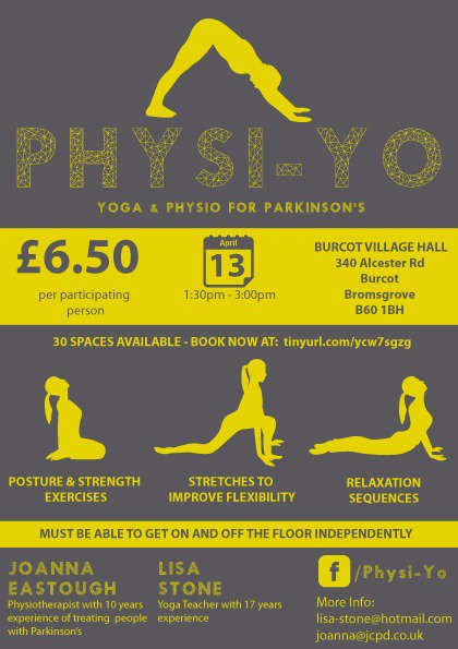 Excited to announce our PHYSI-YO launch event is live 😊 Please share &amp; spread the word <a href="/ParkinsonsUK/">Parkinson's UK</a> <a href="/ParkinsonsEN/">Parkinson's UK Excellence Network</a> <a href="/SpotlightYOPD/">Spotlight YOPD</a> <a href="/lisasto87251012/">lisa stone</a> <a href="/charles_delve/">Box Positive CIC</a> <a href="/worcscc/">Worcestershire County Council</a> <a href="/SandersFitness_/">Sanders Fitness</a> <a href="/thecsp/">Chartered Society of Physiotherapy (CSP)</a> <a href="/hayleygwilliam/">Hayley Gwilliam</a> #Worcestershirehour #parkinsons #yoga #exerciseworks #pdexercise