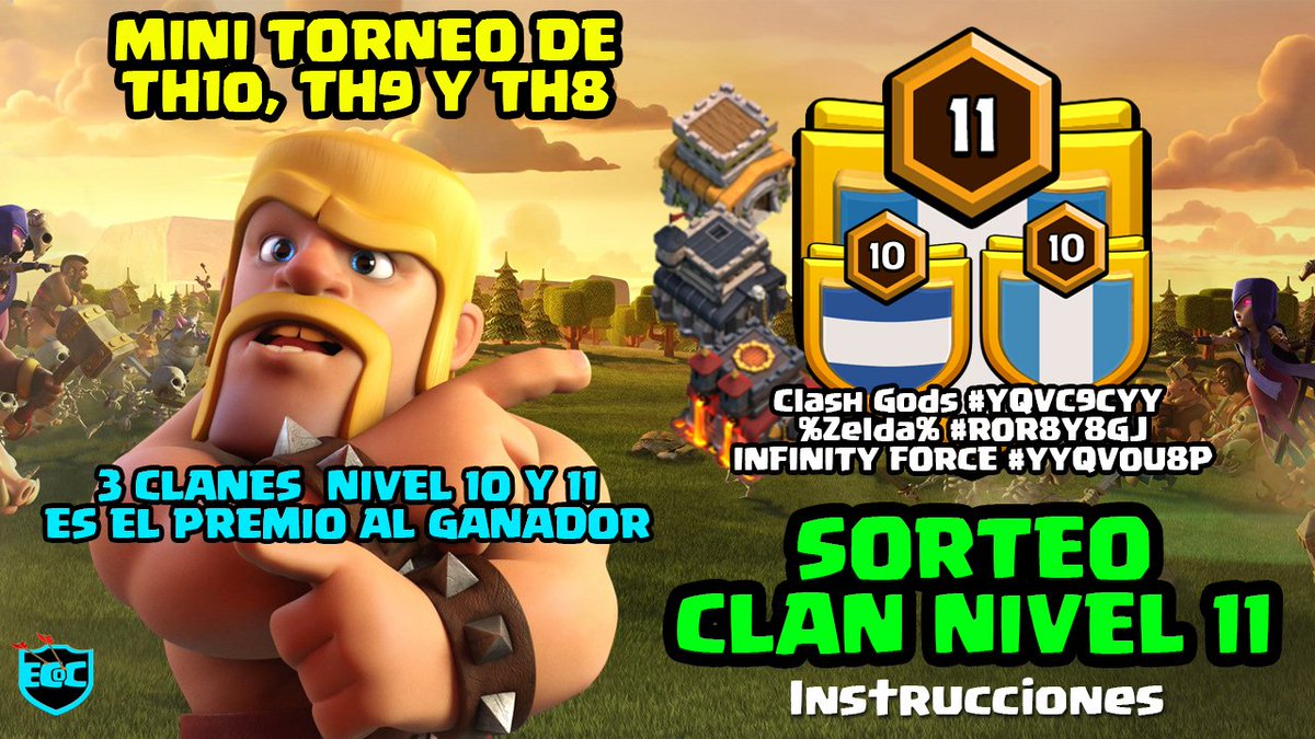 EstrategiasCoC's tweet photo. 🎥3 Clanes como PREMIO 😎 en TORNEO de TH10, TH9 y TH8 ⚔️(Instrucciones y Horarios)⌛️ https://t.co/p9JLimmYTF  Si quieres participar lee lo siguiente👉  https://t.co/0IKe0IT0ZC 

1- Clash Gods #YQVC9CYY
2- %Zelda% #R0R8Y8GJ 
3- INFINITY FORCE #YYQV0U8P 

#ClashOfClans #Torneos https://t.co/NITb5KQnMZ