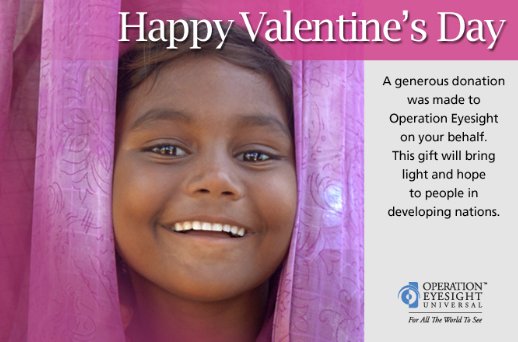 Oh snap! It’s February, which means Valentine’s Day is coming up. Make your loved one feel special with our Valentine’s Day eCard and give the gift of sight at the same time! ow.ly/UFdg50kkJ71