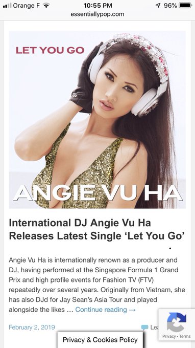International DJ Angie Vu Ha Releases Latest Single 'Let You Go' https://t.co/cSNVXzdUbG via @EssentiallyPop<a href="/tag/friskyfriday"class="tags"><span>#friskyfriday</span></a><a href="/tag/colonialmarines"class="tags"><span>#colonialmarines</span></a>