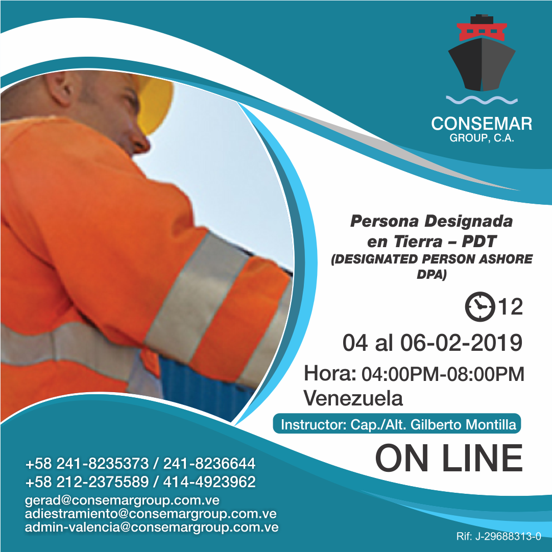 consemargroup1's tweet photo. CURSO ON LINE Persona Designada en Tierra #IPDT Cupos disponibles
Correo: gerad@consemargroup.com
Celular: +58 414 4923962
#ConsemarGroup #Puertos #GenteDeMar #Caracas https://t.co/gjFvJe5L1B