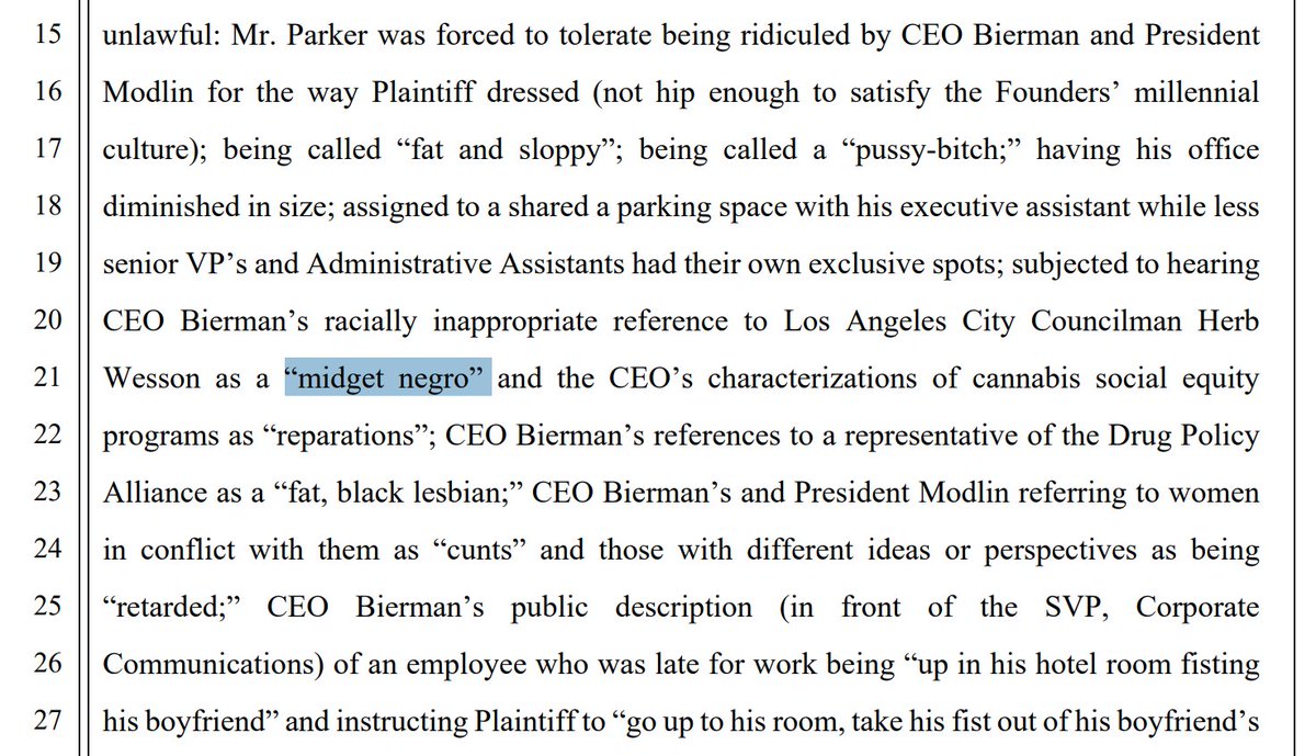 msamandalewis's tweet image. For those keeping track at home, we're now at THREE lawsuits vs. marijuana chain MedMen in less than 3 mos

New one alleges CEO called LA City Council prez a "midget negro," among other inflammatory behavior. Other allegations = financial misconduct, not paying workers properly