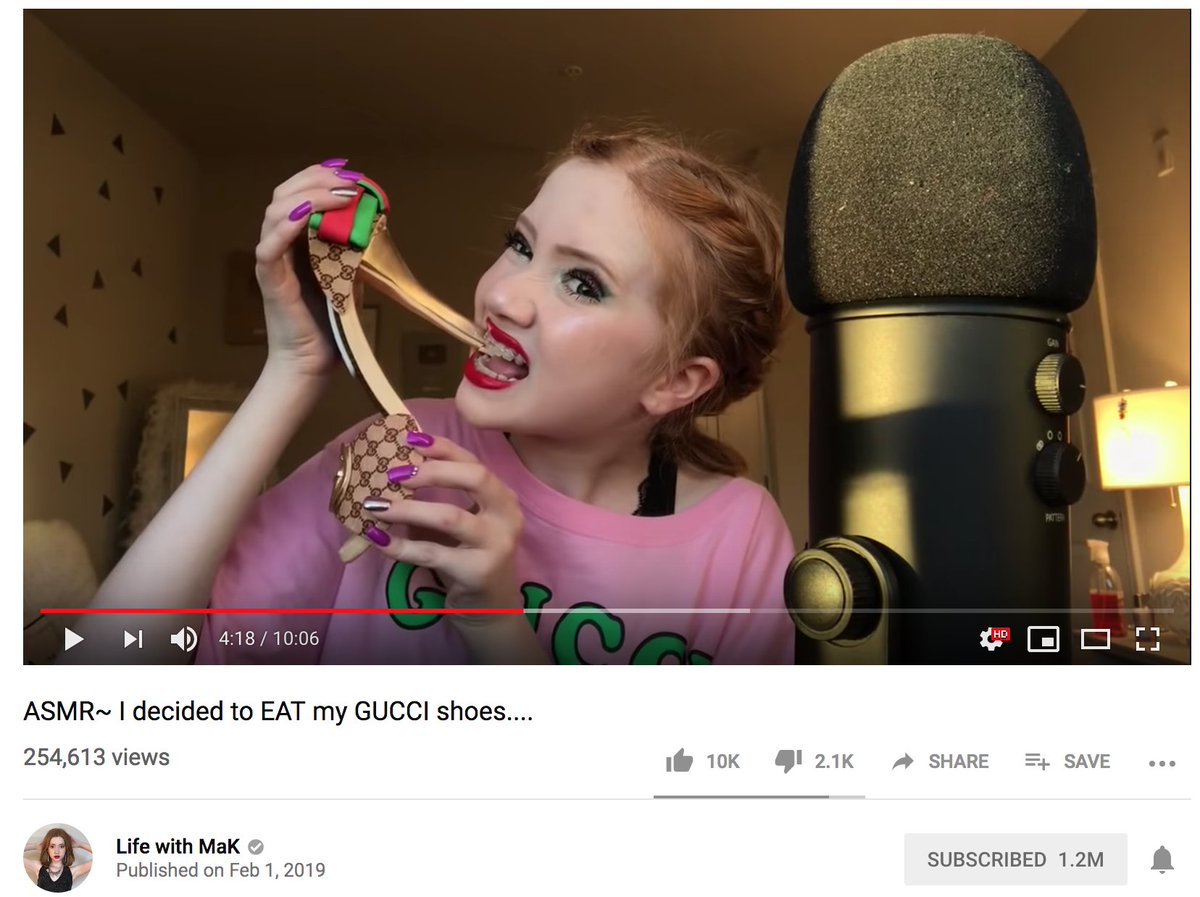 mukbang she's eating her Gucci shoes 