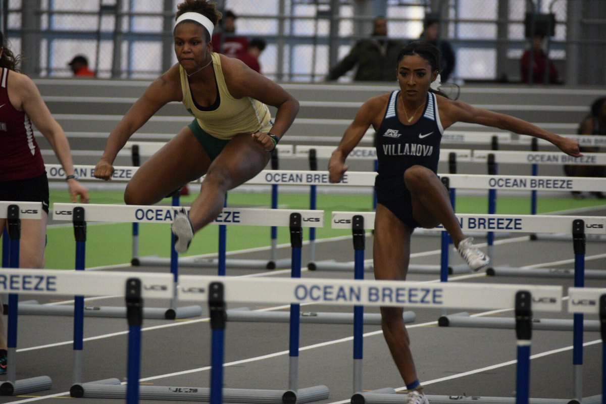 NovaTrackXC's tweet photo. We are underway at #VUinvite where Danielle Burns is the fastest qualifier in the prelims of the 60mH. She and Sarah Jones both win their preliminary heats #GoNova https://t.co/5djauTOdfp