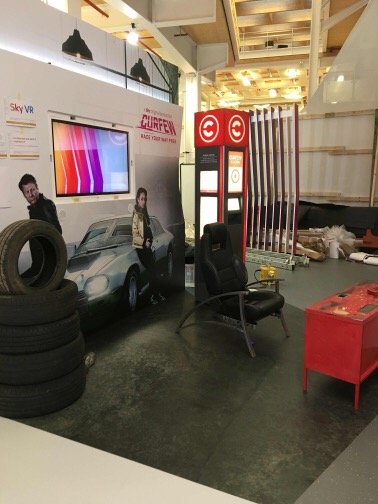 ScavengerJoe's tweet photo. After a week of freezing temperatures let's heat it up with our #Toyota Supra seat which is racing for freedom at exhibition supporting Sky TV Curfew #skytv #stunningsetting #scavengerdesignbrighton #upcycledhour #upcycled #smashingit https://t.co/XHeWG3LdXo