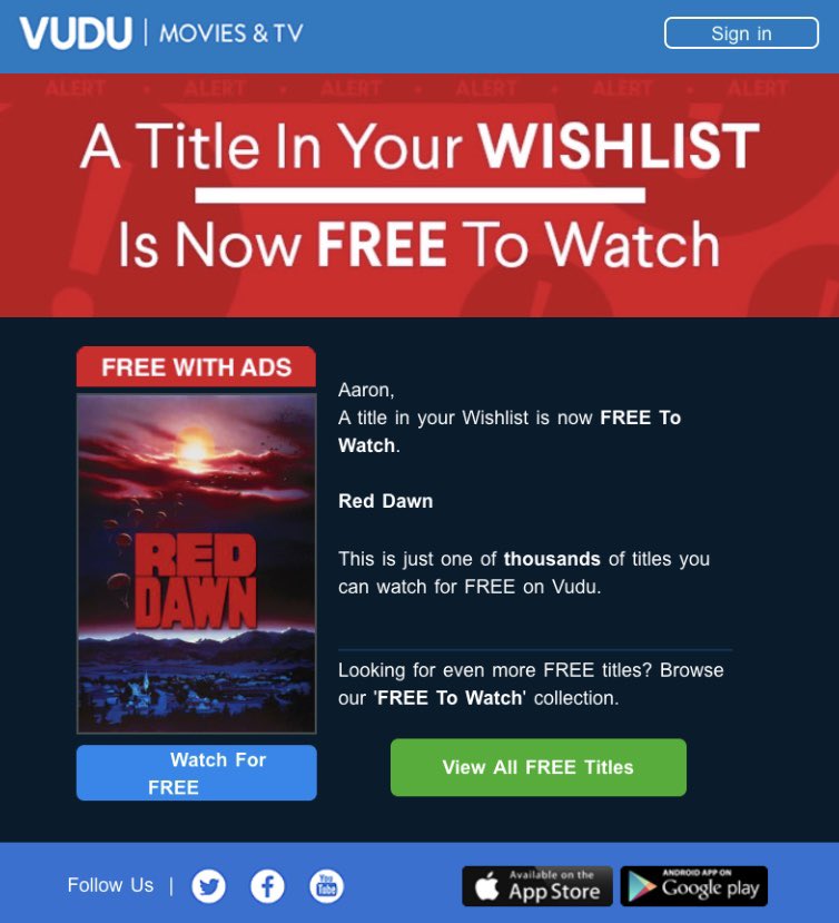 GTTGPPod's tweet image. PSA: “Red Dawn” (the good version) is on Vudu free with ads #ITISONLIKEREDDAWN #reddawn #Aech #ReadyPlayerOne