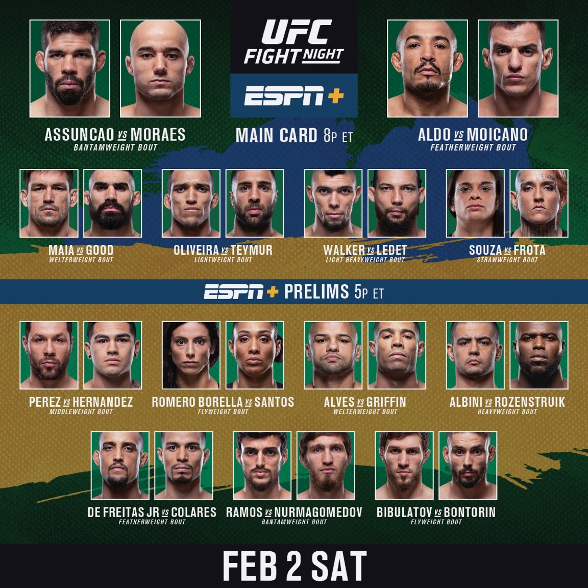 UFC Fight Night on ESPN+ 2 Assunção vs. Moraes II (2/2/2019