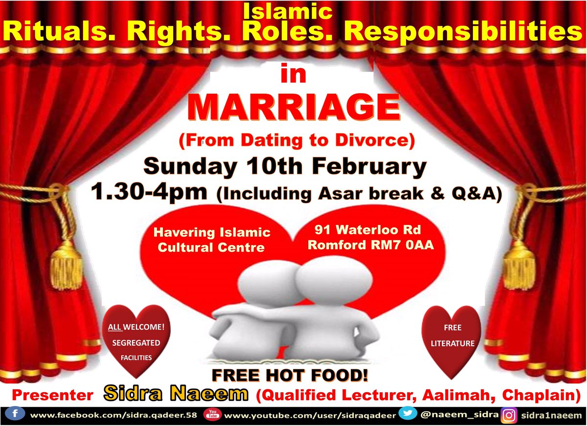 @TheHICC Registration recommended to monitor no.s attending, for seating arrangements & free food. Please bk your FREE ticket through the EVENTBRITE link
eventbrite.com/e/rituals-righ…
#nikah #muslimmarriage #muslimwedding #islamicmarriage #shaadi #islamicwedding #islamicmarriageevents