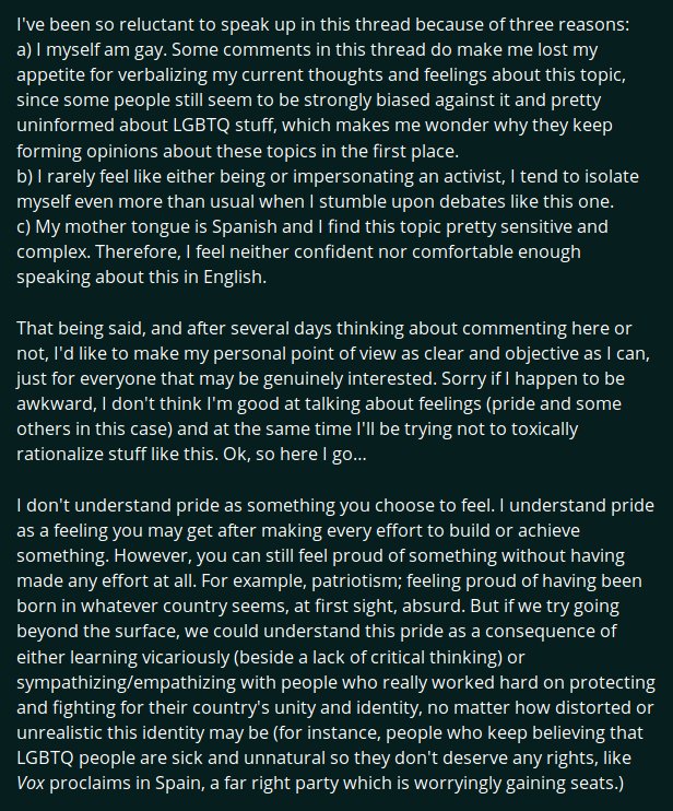 DaniPhii's tweet photo. #Pride is a political tool and we still need it. There's a lot of work yet to be done.

So this was my reply. I just wanted to share it here as well. https://t.co/VT8z7YwZ6f