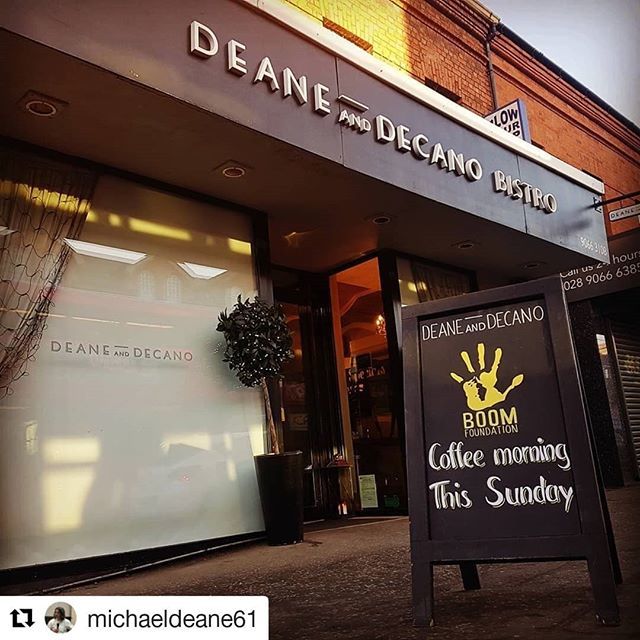 Supporting a great cause this Sunday morning from 10am-2pm at Deane And Decano #LisburnRoad #boomfoundation @conail2009 @deane_and_decano @eatatdeanes @michaeldeane61 #Repost @conail2009
・・・
BOOM FOUNDATION COFFEE MORNING
IN MEMORY OF KATHARINE NEILL… bit.ly/2HQmoeq