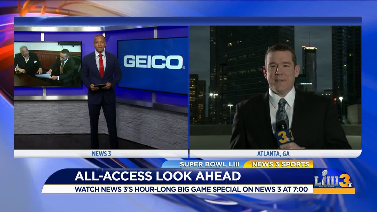 MitchBTV_'s tweet photo. It's #SuperBowl eve, and tomorrow night, kickoff is on @WTKR3.
@AdamWinkSports and I have a one-hour special coming your way at 7:00PM!
Join us for #AccessAtlanta: 53 on 3.
#SBLIII
Join us in a few: https://t.co/x1qqb50n7B https://t.co/5l7mJz1vHK