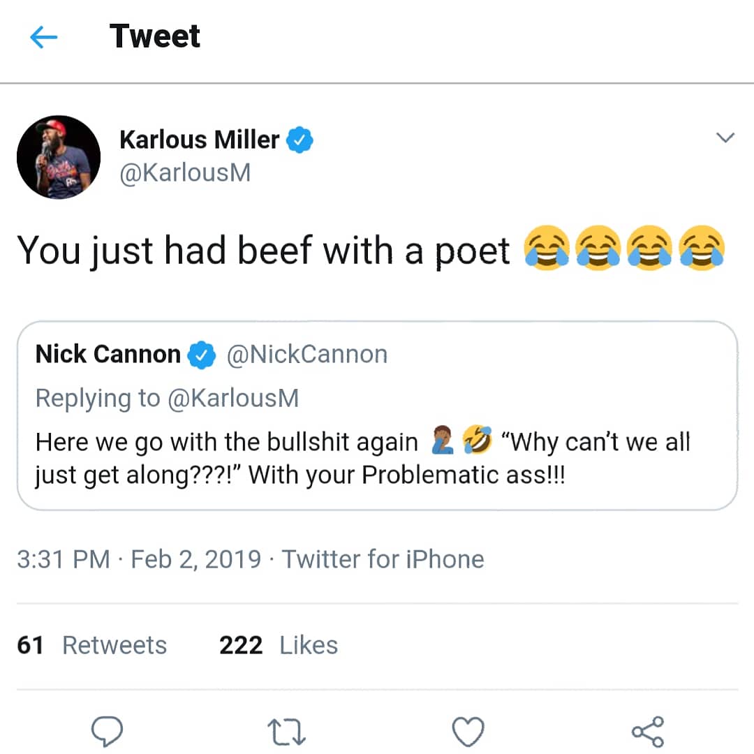 Live_975's tweet photo. Karlous Miller tells us why he left Wild N' Out and Nick Cannon responds!
What do you think of Miller's exit from the popular comedy show?
#WildNOut #NickCannon #KarlousMiller #MTV #BET #Live975 #EverythingUrban https://t.co/lIe5Ukizee