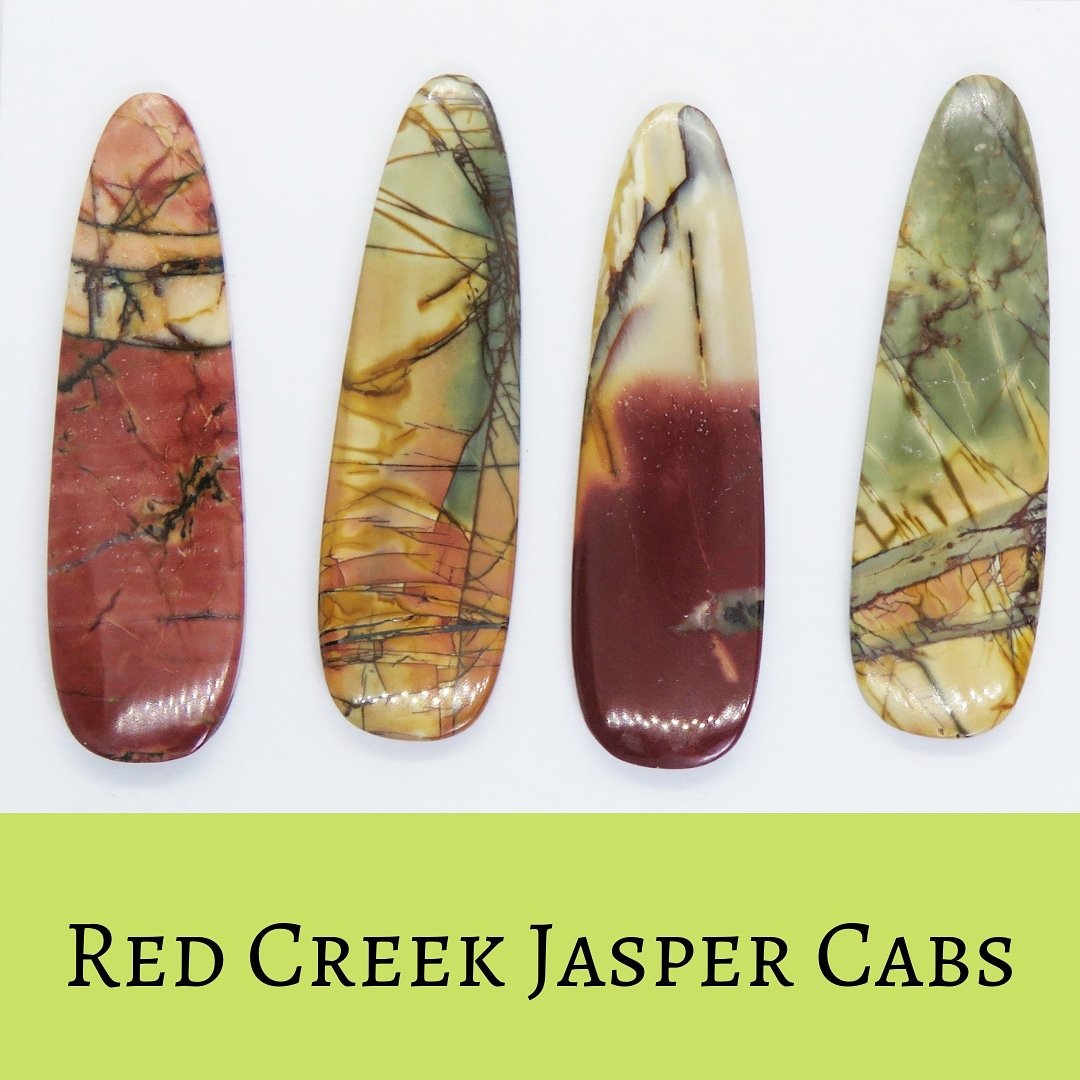 PeacockBeadShop's tweet photo. These beautiful Red Creek Jasper Cabochons are now available! Each is one of a kind. They are about 54x16mm in size. https://t.co/mPr77karp1 #stonecabs #redcreekjasper #cherrycreekjasper #jewelrydesign #stonesetting #naturalstone #handmade https://t.co/8wEehRRG6Y