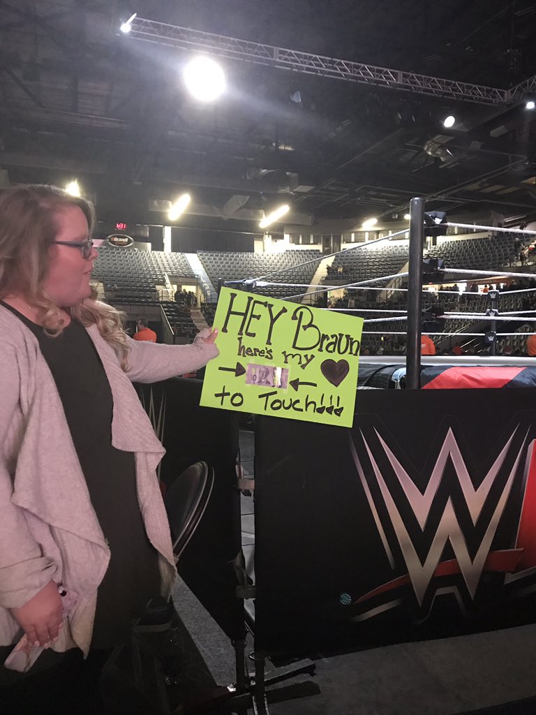 evanid182's tweet photo. @BraunStrowman the wife made a sign for ya. #wweregina https://t.co/NV1oE01MMb