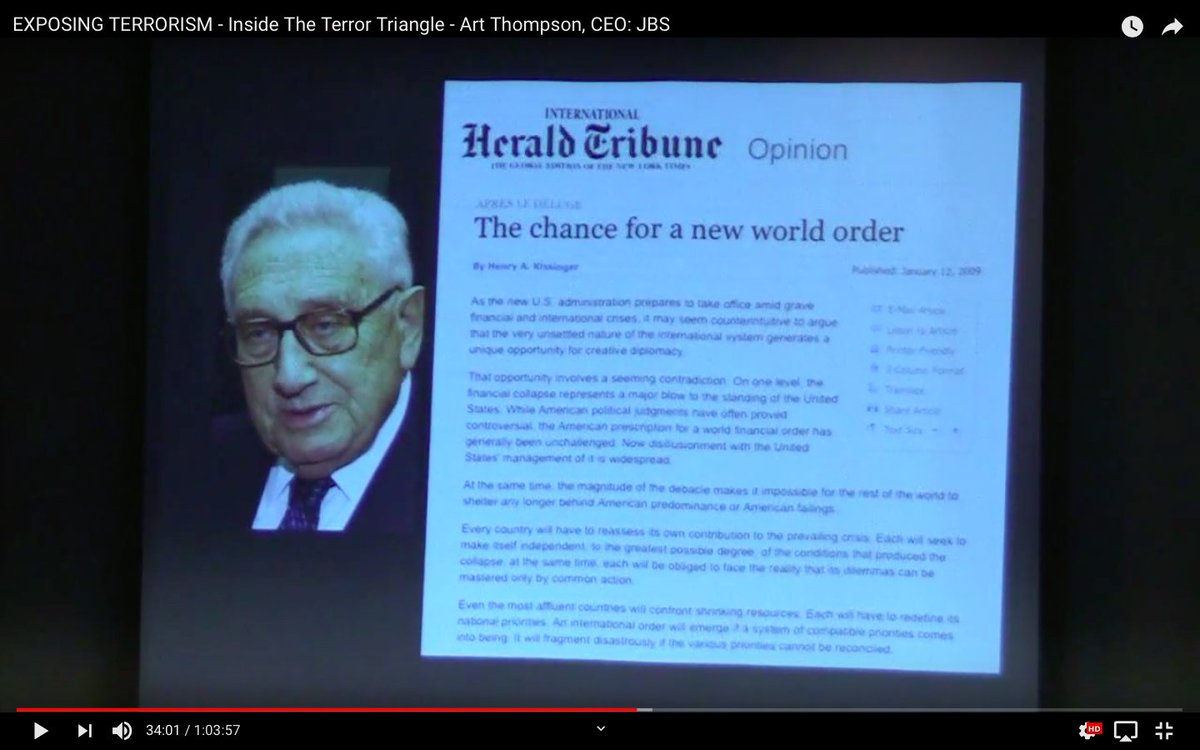 “Exposing Terrorism: Inside the Terror Triangle,”Henry Kissinger 2009: The chance for a new world order