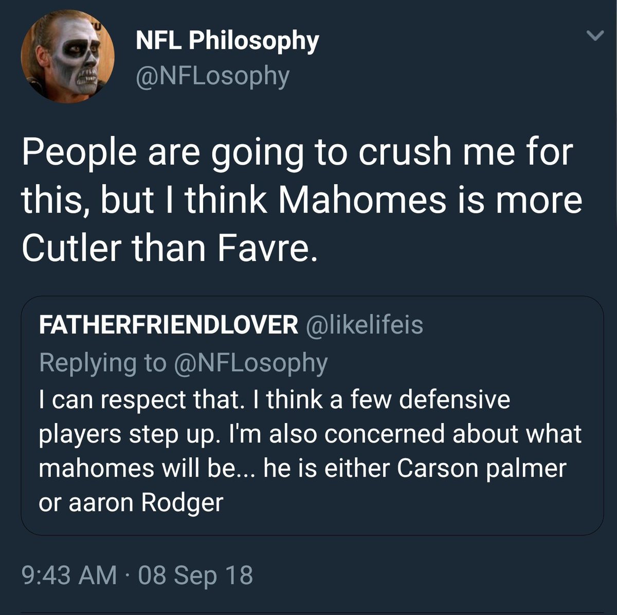 Now that Mahomes has won  #MVP, I'm going to start sharing some of my favorite Mahomes Slander that I've been saving up since he was drafted on 4/27/17.We'll start the thread with this one: