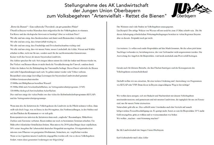 ju_oberbayern's tweet photo. Stellungnahme unseres AK Landwirtschaft zum Volksbegehren "Artenvielfalt-Rettet die Bienen"
#VolksbegehrenArtenvielfalt #Bienen #RettetdieBienen #landwirtschaft #juobb https://t.co/r5OIIDksuL