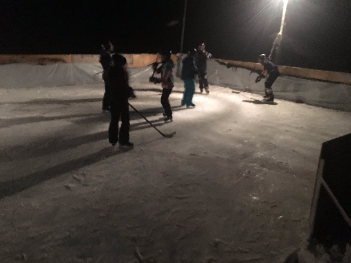 The <a href="/WolverinesGH/">Wilmot Wolverines</a> Peewee B team is on the #BackyardRink. Have to get a skate in between the cold snap and the warm weather