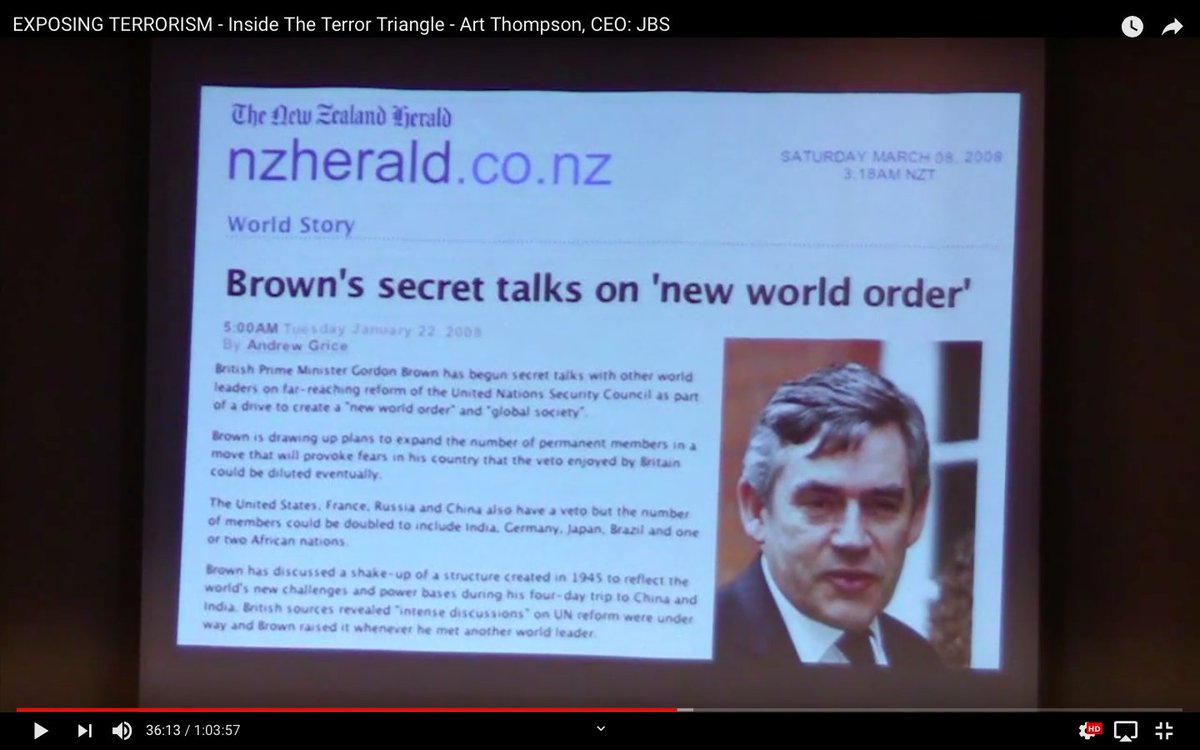 “Exposing Terrorism: Inside the Terror Triangle,”British Prime Minister Gordon Brown's secret talks on 'New World Order'