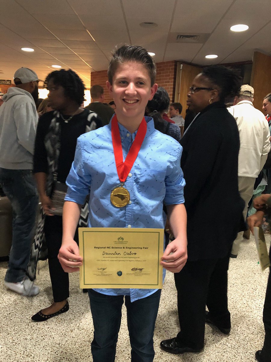 UPAPolarBears's tweet photo. So proud to announce Morgan won most outstanding exhibit at show AND first place in the Materials/Earth Science category and Damion took second place in the engineering category. #science #ncsef @MrLeibowize @cnusinov https://t.co/pFZWS5ZCnN