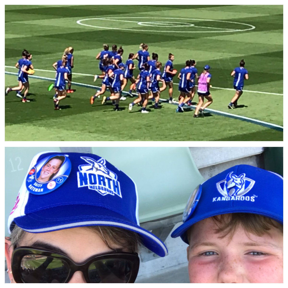 debbateman's tweet image. And they’re out ... the @NorthAFLW #RooGirls that we came to see. A proud moment for many families and the Shinboner history at @NMFCOfficial #GoDaisy #AFLW