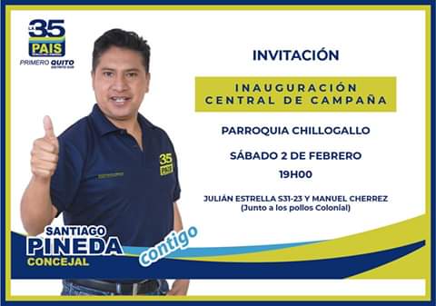 renespichincha's tweet photo. Nos encontramos en la presentación de la campaña de nuestro compañero Santiago Pineda.
Lugar: Parroquia Chillogallo
Hora: 19:00
#TODOSRENOVAMOSELPRESENTE
#Reneespichincha
#Reneprefecto
#transparencia
#honestidad
#Elecciones2019EC https://t.co/Do6zrdwudM