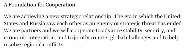 “Exposing Terrorism: Inside the Terror Triangle,”Fri 24 May 2002: Era which United States and Russia saw each other enemy or strategic threat has ended. We are partners and will cooperate to advance stability, security, and economic INTEGRATION, jointly counter global challenges