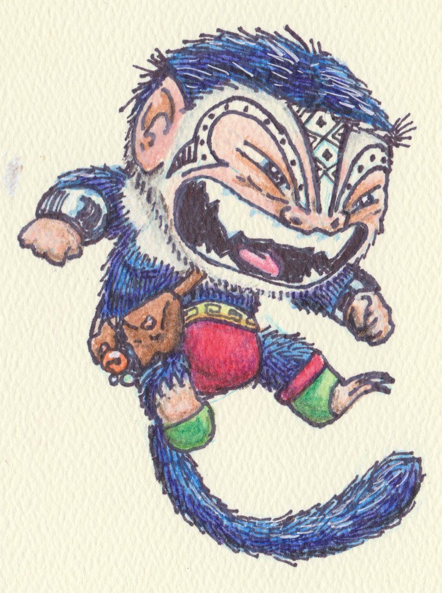 Standingtree's tweet photo. Line drawing and watercolor penciled version of Toomey, a Capuchin monkey... #standingtree #kachinas #NativeAmerican #sonorandesert https://t.co/pldQ3owNjU