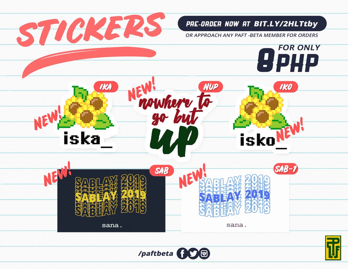 Paft Ss They Re Back And With Cool New Designs Show Off Your Elbi Up Lifestyle With Our Stickers Buy Our New Set Of Stickers For Only 8 Pesos Each Pre Order Now