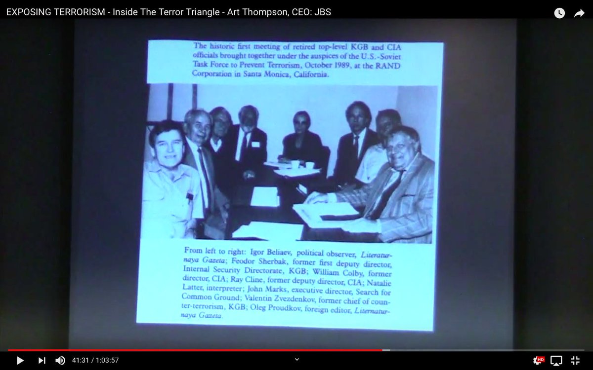 “Exposing Terrorism: Inside the Terror Triangle,”  @the_jbs October 1989, RAND Corporation: Top-Level KGB and CIA officials brought together under the auspices of the U.S. - Soviet Task Force to Prevent Terrorism BOOM