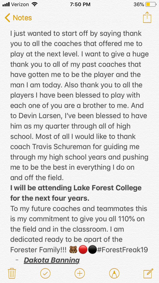 BanningDakota's tweet photo. I’ve decided I’m going home for college!!! #ForestFreak19 @CodyTCameron @QCFBRecruiting @QC_football @CountyLinePreps @TSchureman @LFC_FOOTBALL https://t.co/N1LLbsBRdt