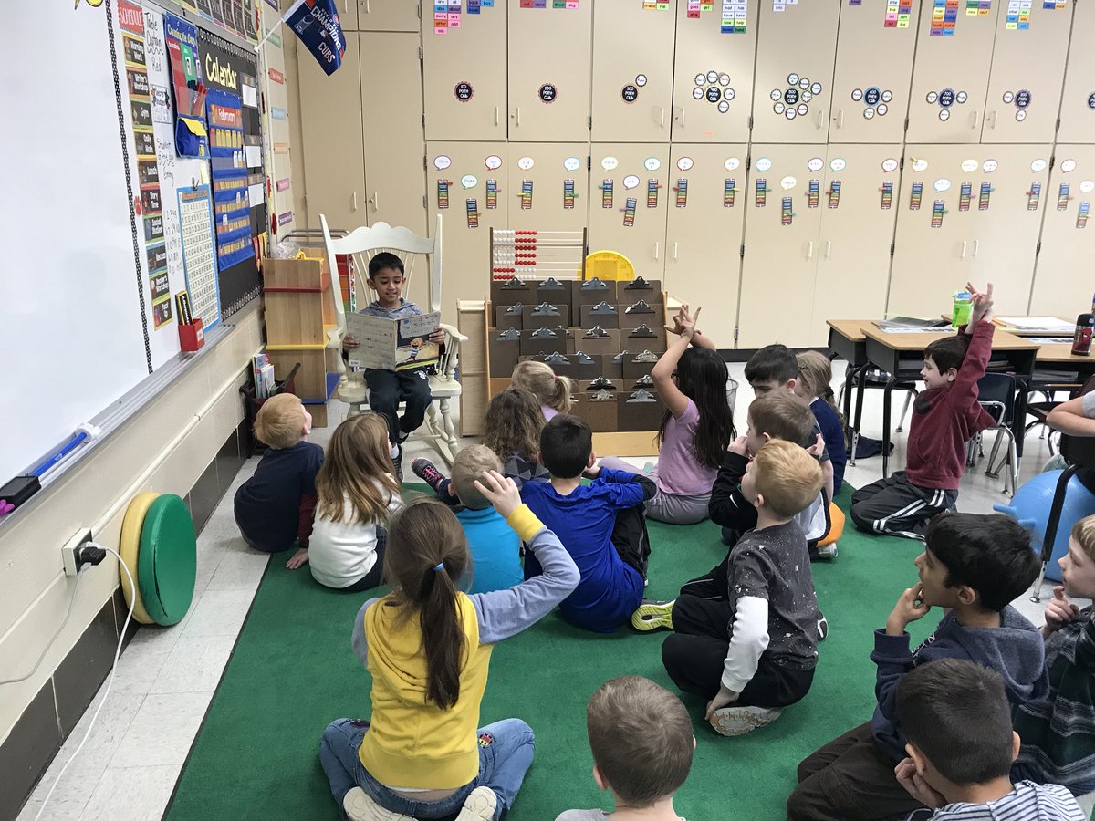 miss_thies's tweet photo. When a student decides to read a book to the class as their reward on World Read Aloud Day, I call that perfect timing 😉📚#WorldReadAloud2019 #owbears #sd113a https://t.co/xwh9Ku8ifw