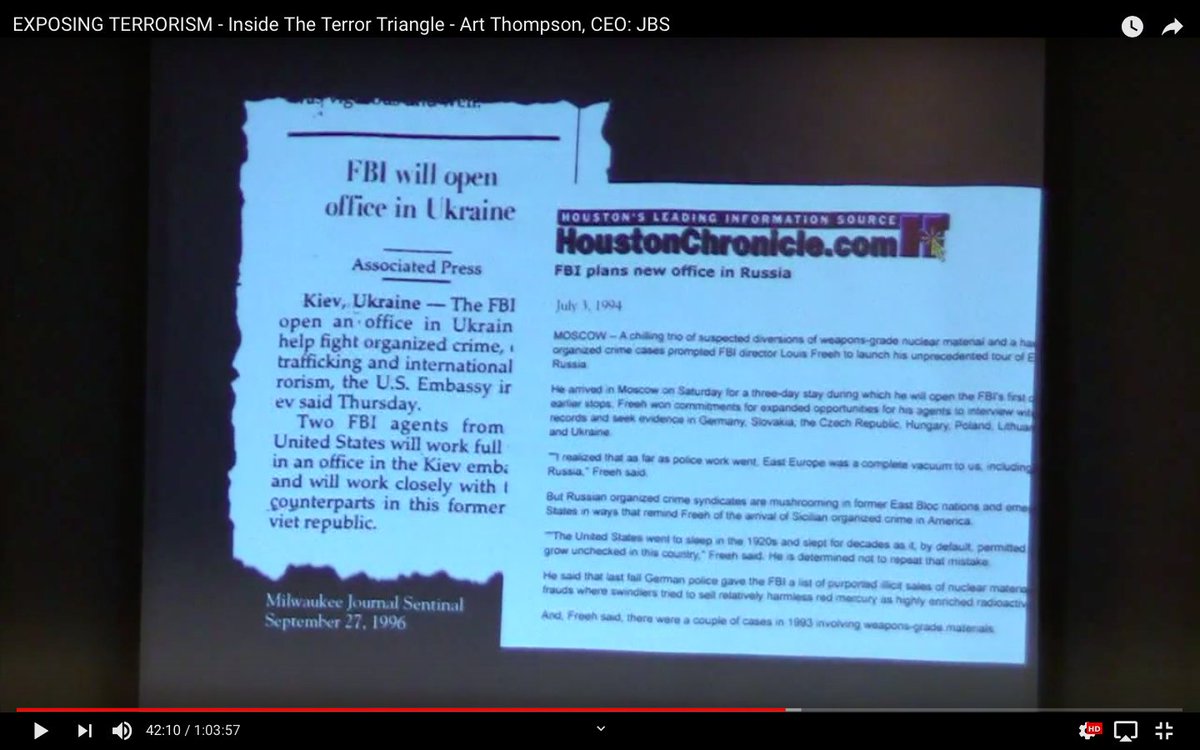 “Exposing Terrorism: Inside the Terror Triangle,”  @the_jbs FBI will open office in Ukraine. FBI plans new office in Russia.
