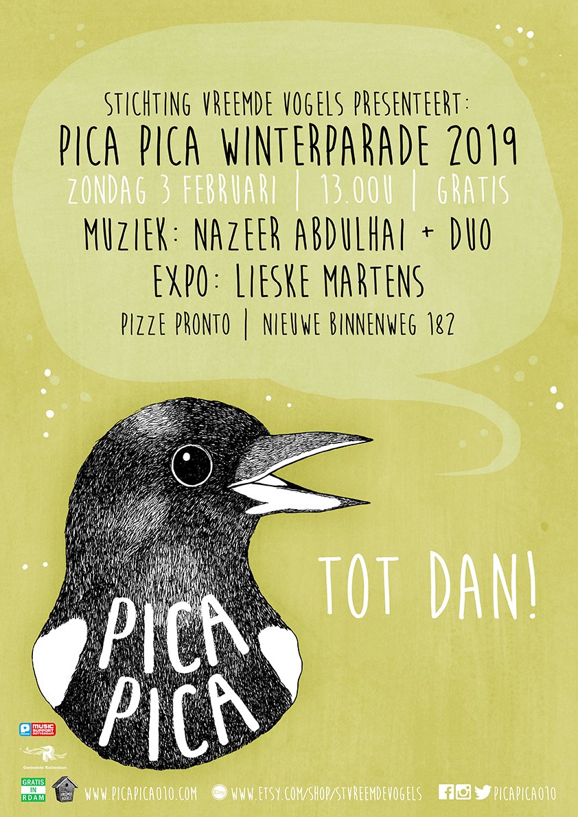 Tot straks bij #PizzeProntoRotterdam! #rotterdam #picapicawinterparade #festival #gratis #livemuziek #kunst #cultuur #netwerken #popunie #muziek