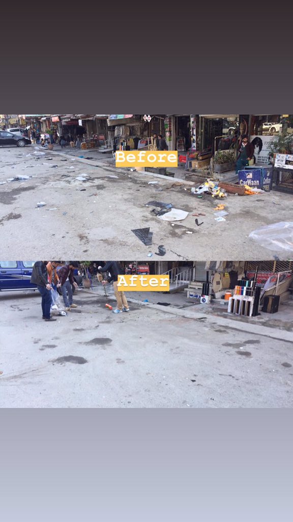 musswynne's tweet photo. Here are some picture of before and after we cleaned up. The pictures tells the story of what 4-5 people can do within minutes. "Project Clean Ups" slogan is "Be the change you wish to see" @hamzashafqaat @dcislamabad @SardarZimri @CleanGreenPK @KlasraRauf @CynthiaDRitchie https://t.co/AIW1SMPfCX
