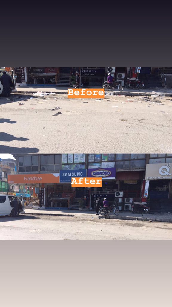 musswynne's tweet photo. Here are some picture of before and after we cleaned up. The pictures tells the story of what 4-5 people can do within minutes. "Project Clean Ups" slogan is "Be the change you wish to see" @hamzashafqaat @dcislamabad @SardarZimri @CleanGreenPK @KlasraRauf @CynthiaDRitchie https://t.co/AIW1SMPfCX