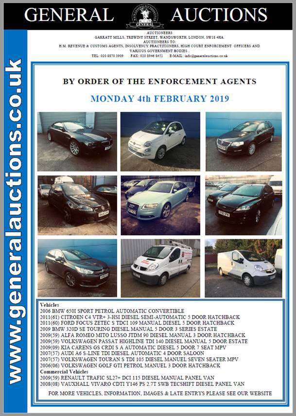 GeneralAuctions's tweet photo. Our Monday 4th February #Auction Catalogue is now Online at https://t.co/gmZXrIJgpl #BMW650i #Fiat500 #liquidation https://t.co/22XstWQYbW