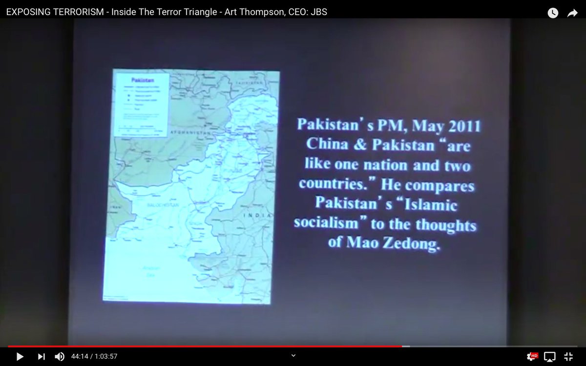 “Exposing Terrorism: Inside the Terror Triangle,”  @the_jbs Pakistan's PM, May 2011: China / Pakistan like one nation, compares Pakistan's "Islamic Socialism" to the thoughts of Communist Mao Zedong.