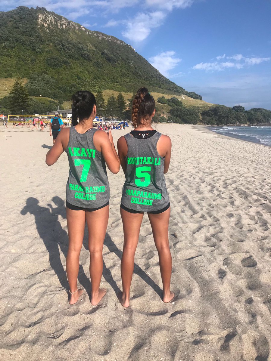 CLorcet's tweet photo. So awesome to see PC back at the NZSS Beach Vball Champs! Well done on competing, Brenna and Seri, and taking out a few sets and 1 game with some serious competition. @Pcolsport @PCPrincipal https://t.co/LAjo2GCOeI