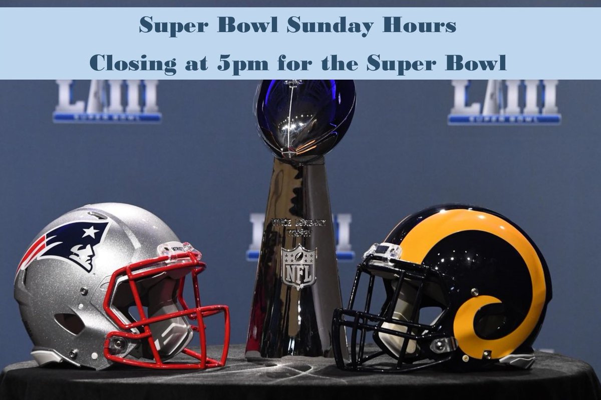 We’ll be closing at 5pm for <a href="/SuperBowl/">Super Bowl</a>