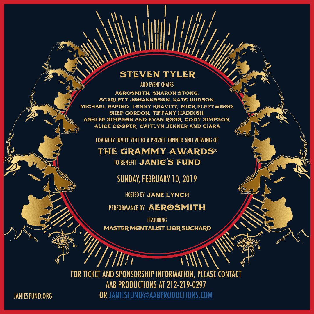 Steven Tyler (@iamstevent) on Twitter photo TICK TOCK!!!! TIME IS RUNNING OUT TO GET YOUR TIX TO MY <a href="/JaniesFund/">Janies Fund</a> VIEWING PARTY! PLEASE JOIN ME AND <a href="/Aerosmith/">Aerosmith</a> FOR A MUSIC FILLED NIGHT TO SUPPORT THESE WONDER GIRLS!!!
CONTACT: JANIESFUND@AABPRODUCTIONS.COM TICK TOCK!!!! TIME IS RUNNING OUT TO GET YOUR TIX TO MY <a href="/JaniesFund/">Janies Fund</a> VIEWING PARTY! PLEASE JOIN ME AND <a href="/Aerosmith/">Aerosmith</a> FOR A MUSIC FILLED NIGHT TO SUPPORT THESE WONDER GIRLS!!!
CONTACT: JANIESFUND@AABPRODUCTIONS.COM