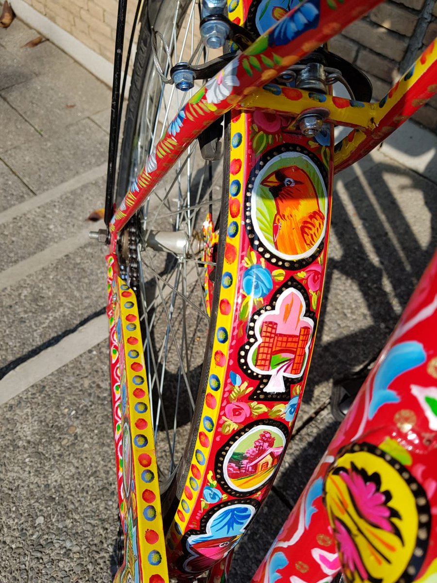 GermanyinPAK's tweet photo. Here it is!! My pakistani bicycle is ready with amazing truck art. Haha, love it now more 😍. Rode it in the streets of Pindi. feels great! Horn also works, in case you are wondering😉
Let me know what do you think of colors? https://t.co/sSRJ1YAoNS