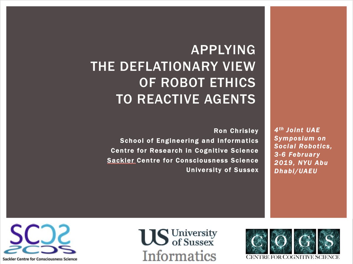 RonChrisley's tweet image. Today is the first of four days of the 4th Joint UAE Symposium on Social Robotics held at @NYUAbuDhabi and @UAE_University; My talk on #robotethics is this afternoon #JSSR19 wp.nyu.edu/jssr/