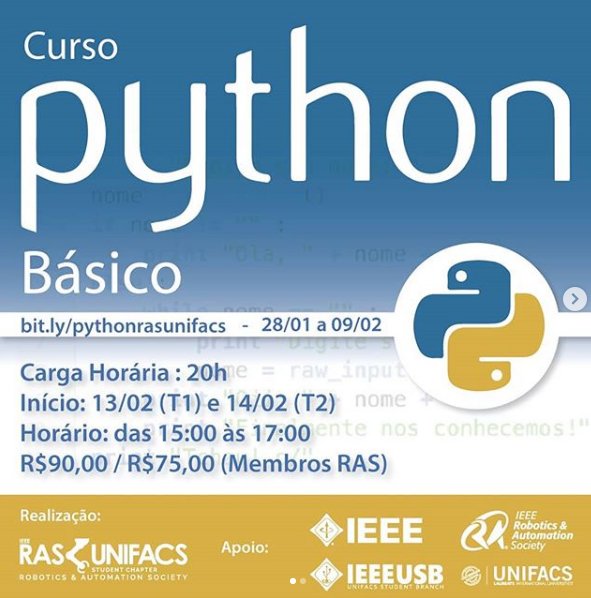 ieeeunifacs's tweet image. ⚠Alerta de curso!⚠ Atenção, pessoal! 
Curso Python Básico! 
São 20h de CH, ótimas para atividades complementares, sendo duas turmas sobre os mais diversos temas da linguagem Python, com projeto e certificado !
Link  -&amp;gt; bit.ly/pythonrasunifa…

#IEEE #ieeeunifacs #ieeexp