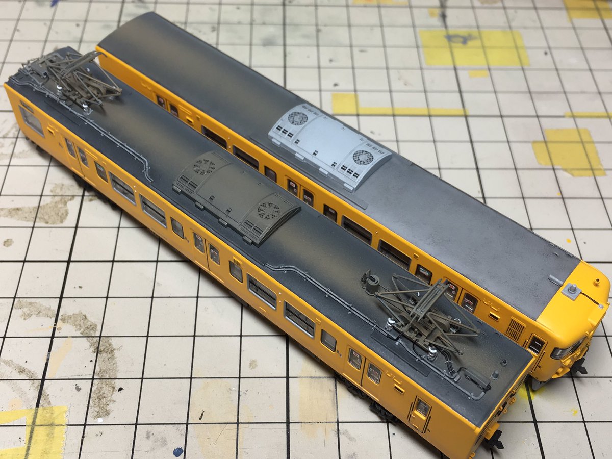 ssg_335's tweet photo. 岡オカG-04編成ようやく完成〜。GMの113-7700をベースに鉄コレ24弾の113日根野車の切妻顔を切り継ぎ

やりたいこと全部盛り込んで思い描いたものに限りなく近いものができたので満足です https://t.co/qIyAGXBUWq