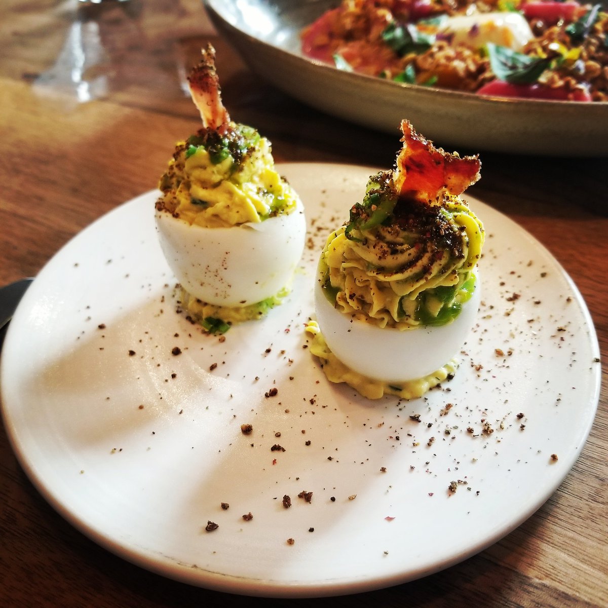 When the chef at <a href="/BluestemSF/">Bluestem Brasserie</a> sends you deviled eggs on your hot lunch date with <a href="/kcmaas/">Kevin Maas</a>