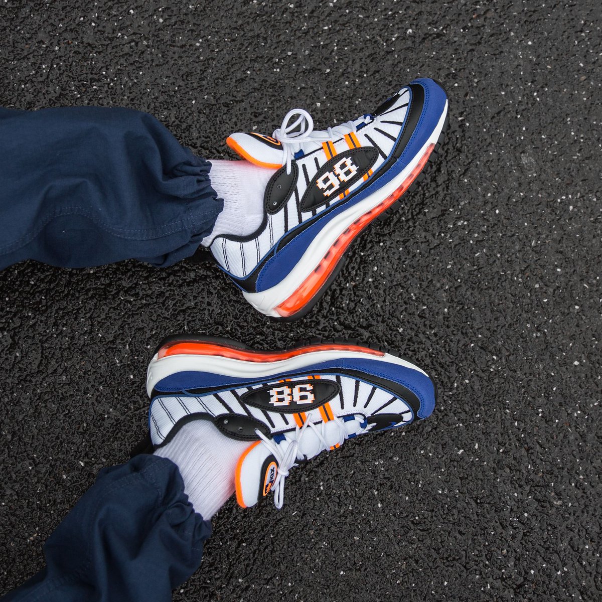 nike air max 98 white blue orange & black